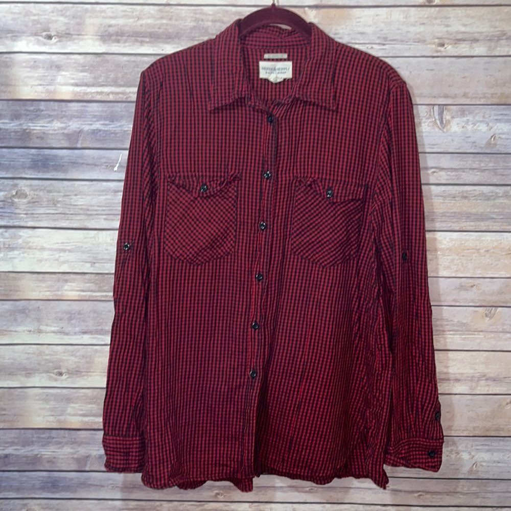 RALPH LAUREN Denim&Supply RL Surplus Red Gingham Button Down Flannel Shirt XL C2